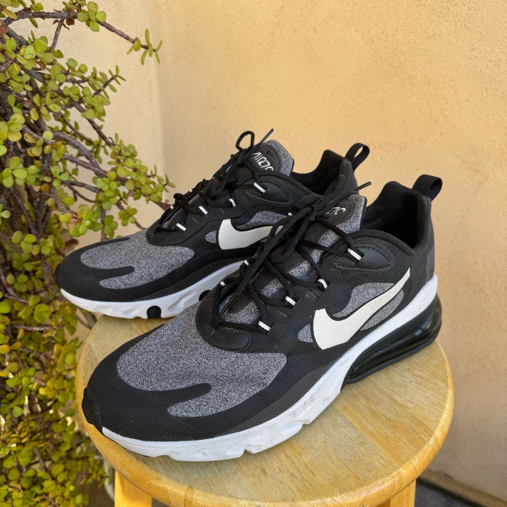 Nike Air Max 270 React Black Gray Shoes Mens 12